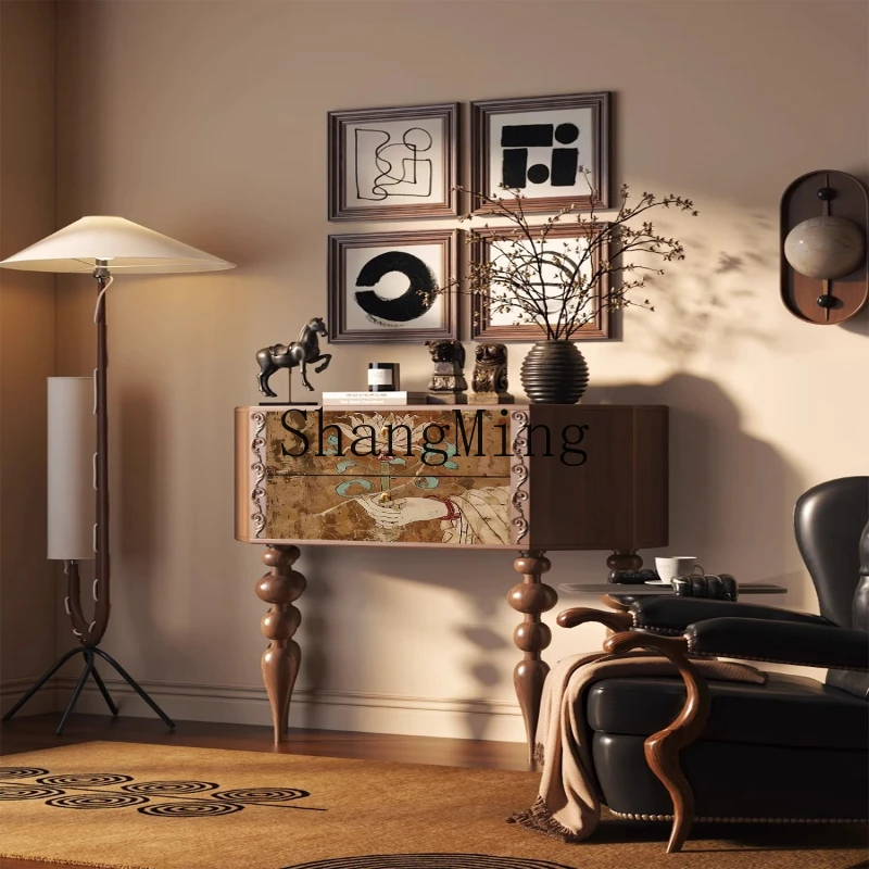 

ZYY new Chinese decorative cabinet high-end entrance door solid wood porch cabinet living room partition cabinet