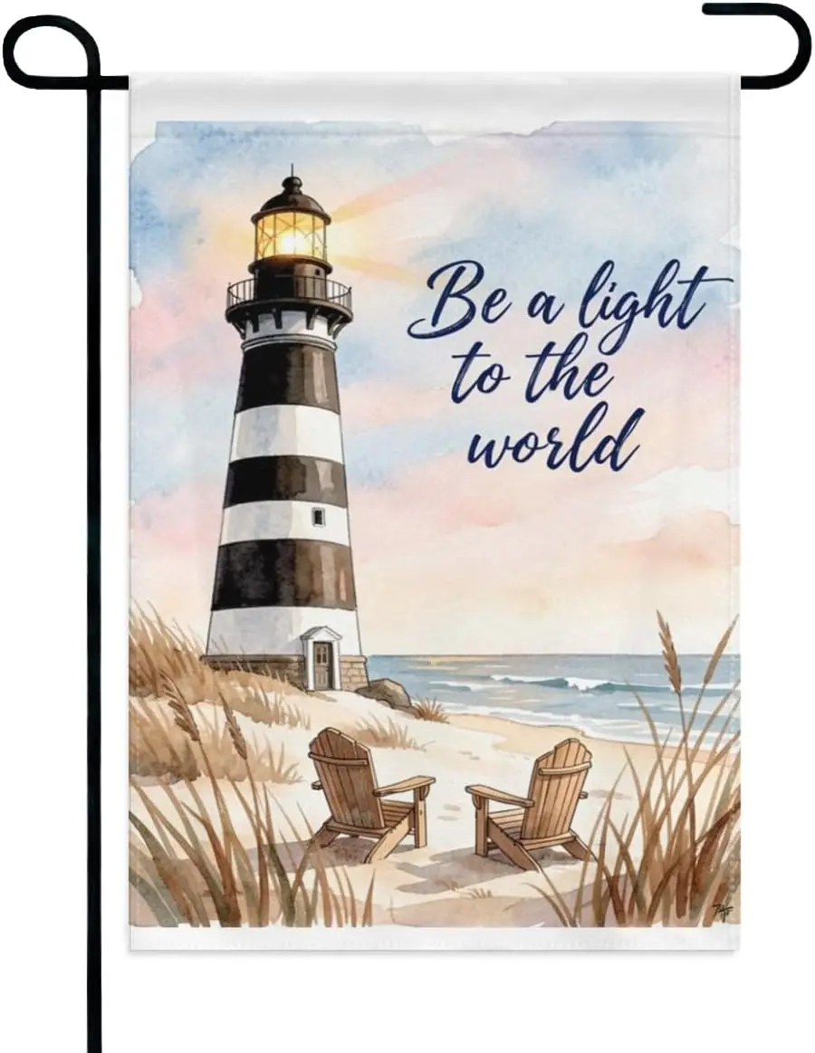 Be a Light to the World Lighthouse Garden Flag 12x18 Inch Double Sided – Inspirational Beach Scene Outdoor Yard Decoration f yyi