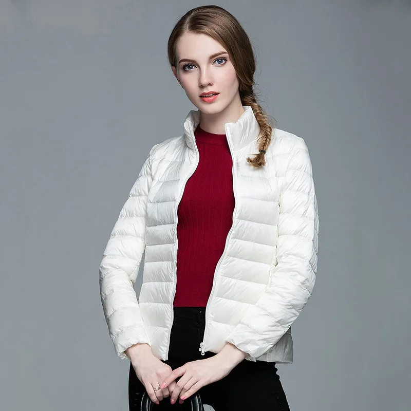 Abbigliamento da donna Piumino leggero Caldo senza colletto Piumino d'anatra bianco Sottile girocollo Innerwear Canotta corta Cappotto invernale