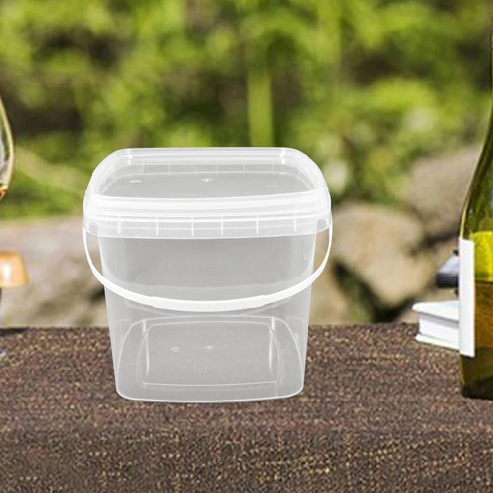 

Plastic Bucket Square Tub Clear PP Grade Food Storage Leakproof Multipurpose Washbasin Milk Jug Bucket Lid Outdoor