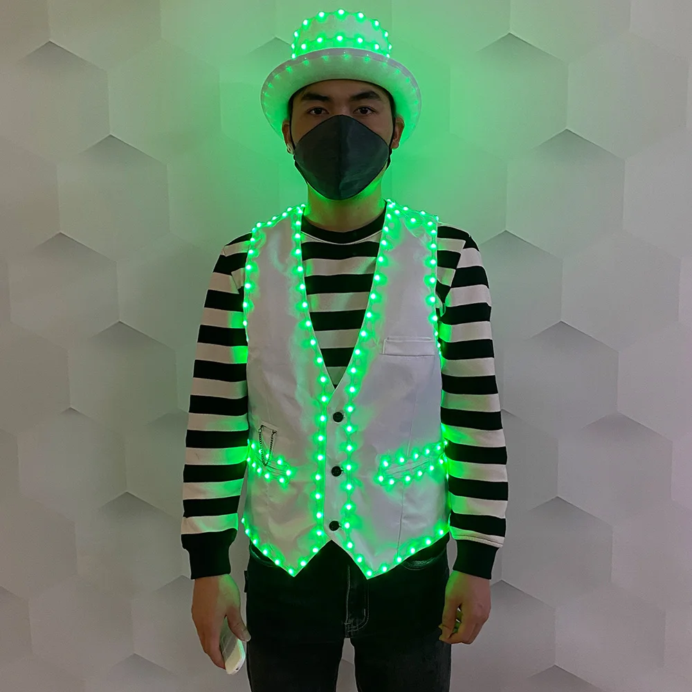 Colored led luminous vest Bar Clothing Jacket vest DJ Singer party glow-in-the-dark supplies Dance hat charging luminous supplie