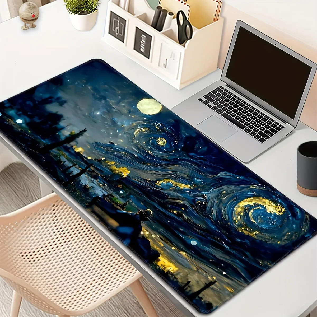 

Коврик для мыши в художественном стиле Van Gogh Starry Night, настольный коврик с прошитыми краями, резиновый противоскользящий, прочные аксессуары для ПК, игровые коврики, коврик