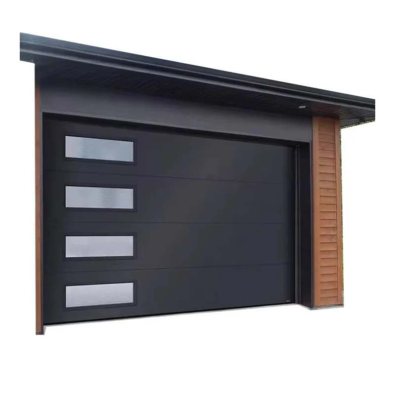 

Perspective flap garage door Electric rolling shutter door Anti-theft rolling gate Home villa Glass aluminum garage flap door