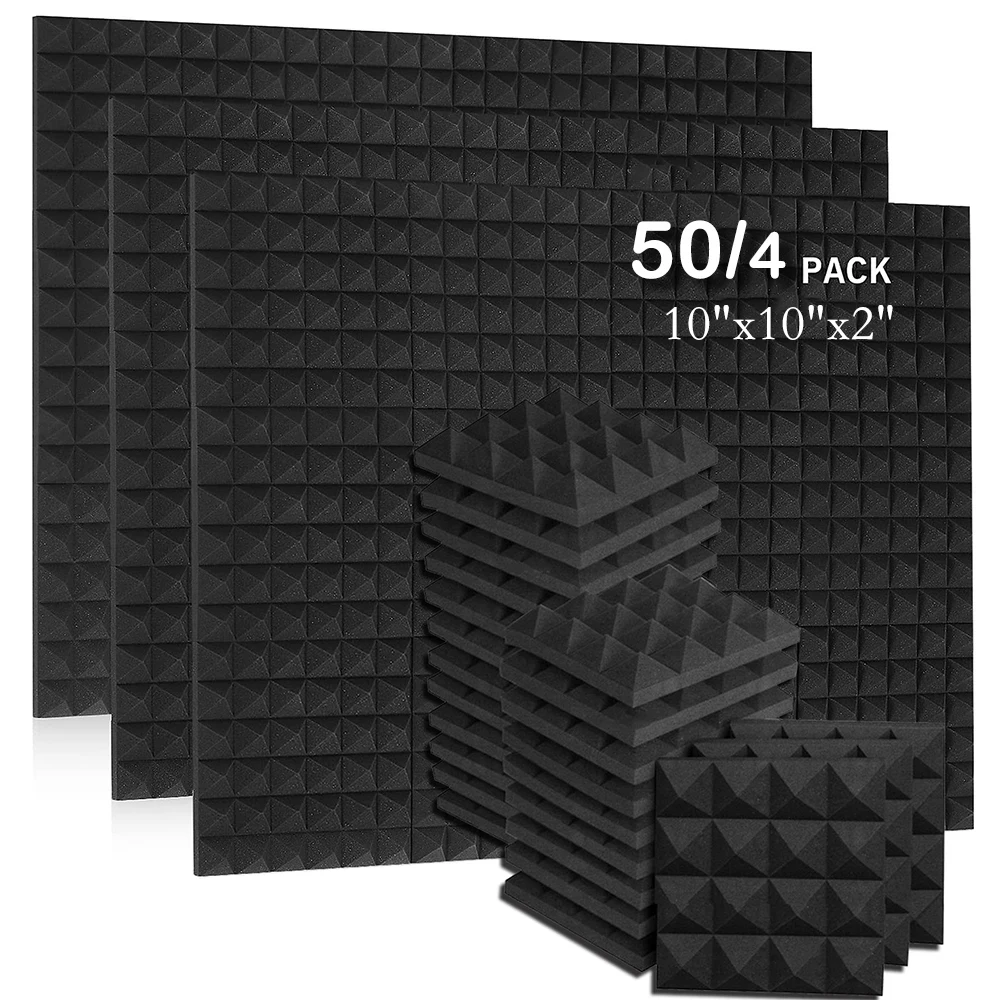 

50Pack 250x250x50mm Studio Acoustic Foam Panel Soundproof Wall Pyramid KTV Sound Absorption Treatment Sponge Noise Protective