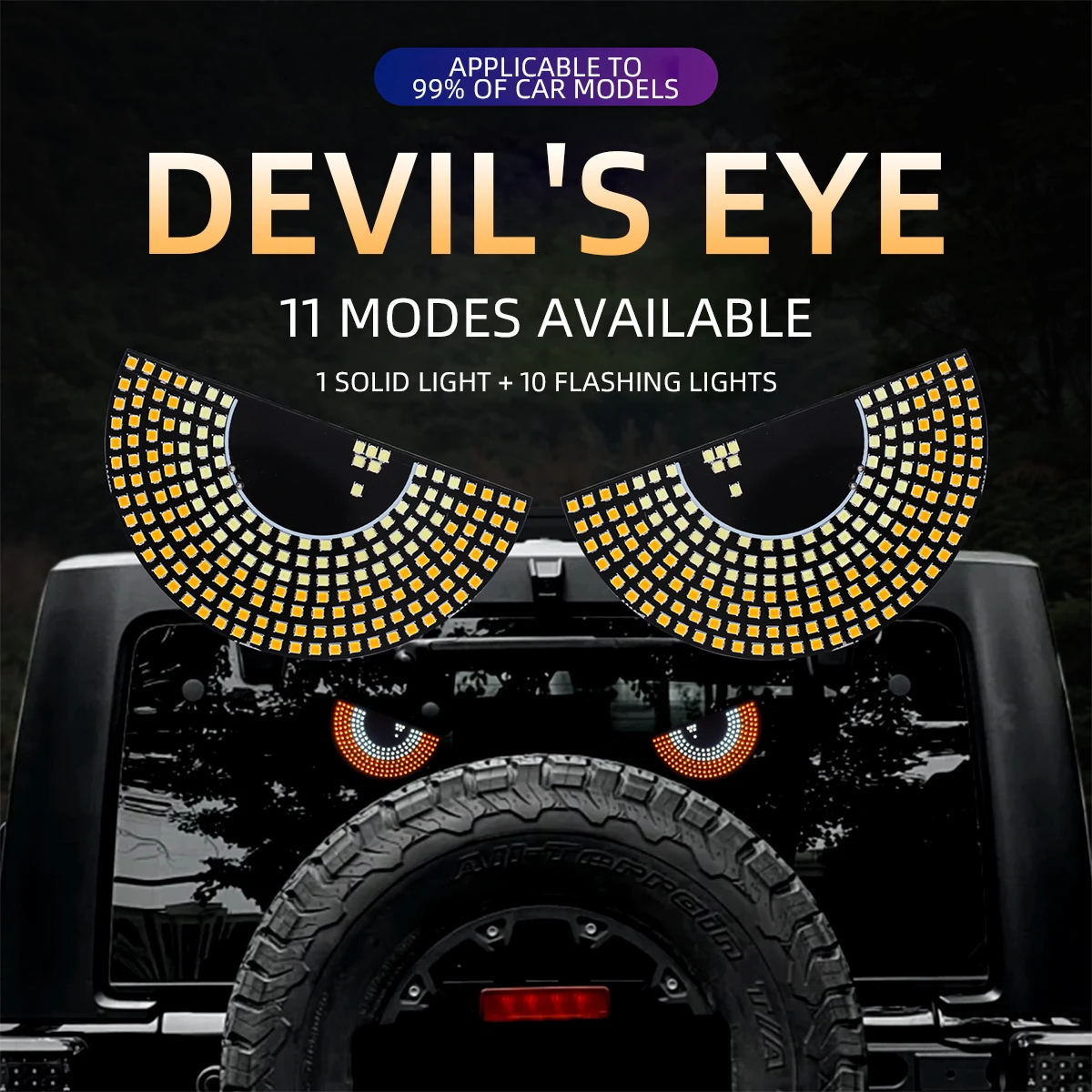 Circle/Triangle Matrix Panel Warning Light Signal Decorative Lamps Car LED Devil‘s Eyes Front Rear Window Expression Light Half
