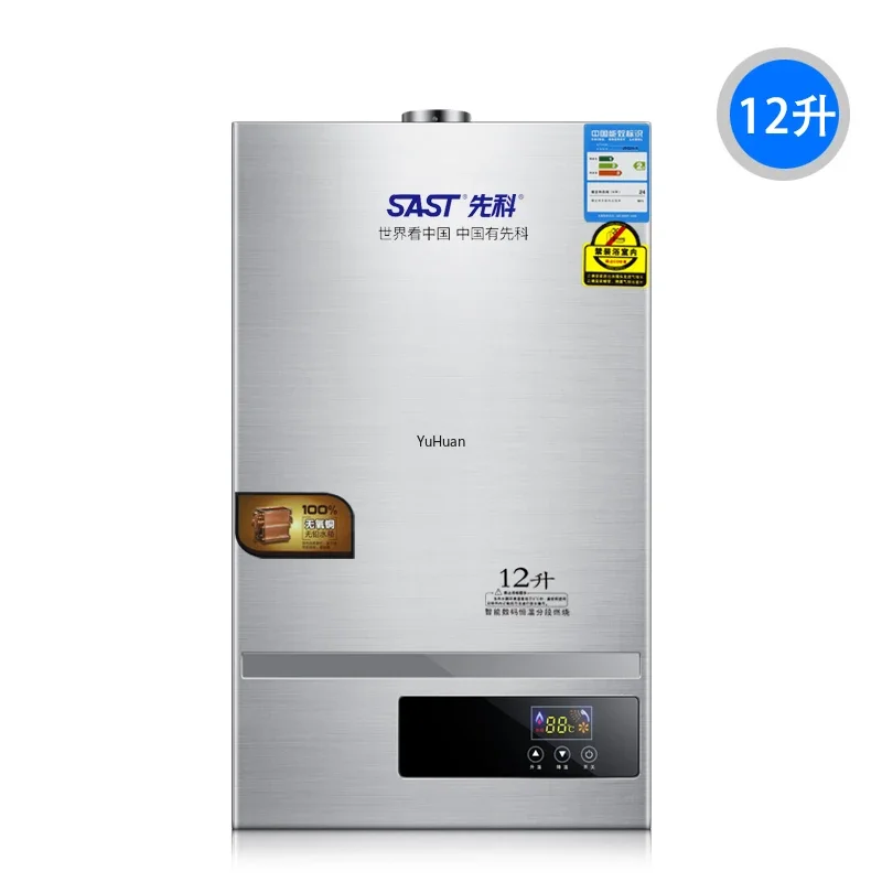 Calefator de água home fixado na parede do gás, gás natural, LGP, tipo forte da emissão, 12 L