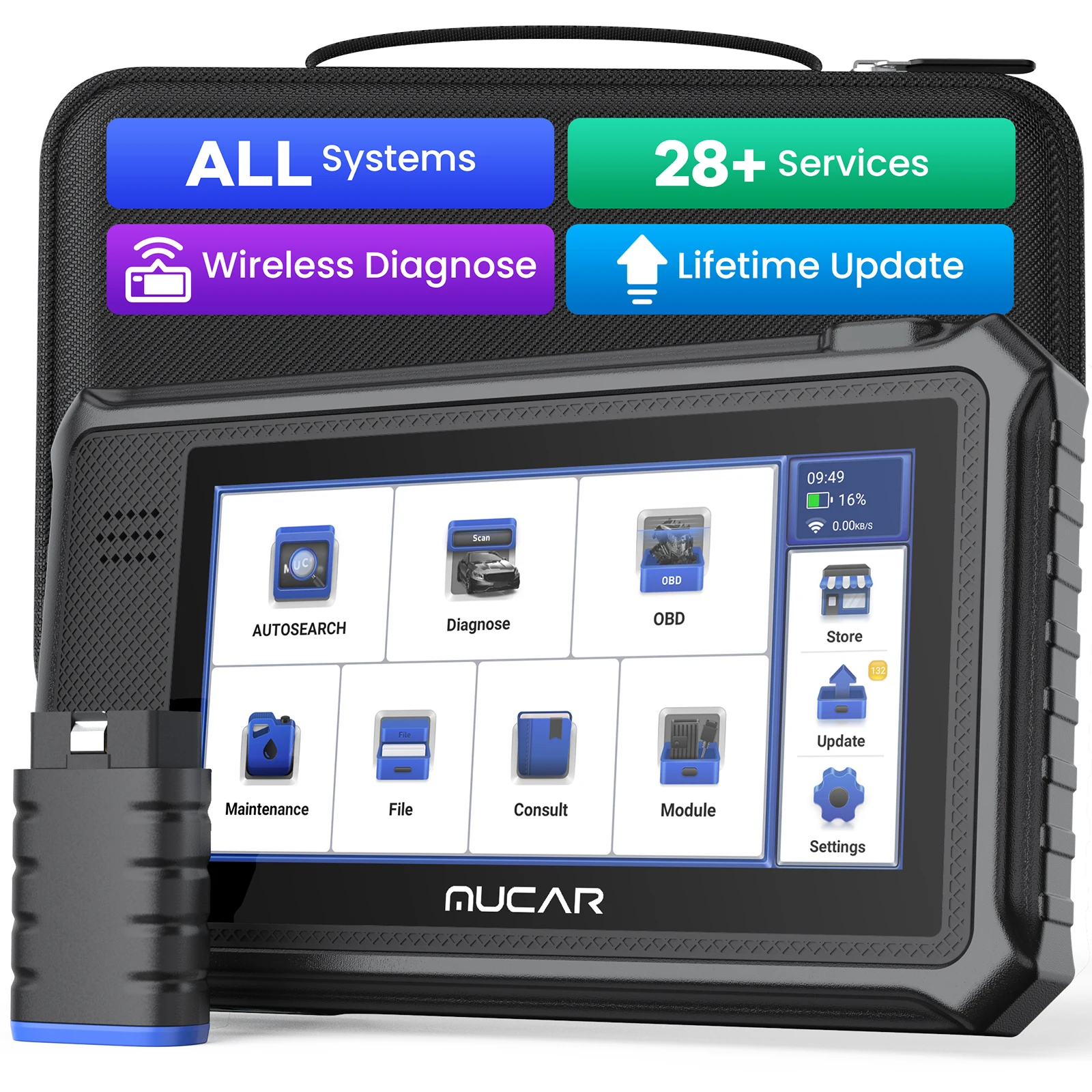 MUCAR VO6 Professionele autodiagnostische hulpmiddelen Volledig systeem 28 resets Olie DPF REM ETS Levenslange gratis update Auto VIN Obd2-scanner