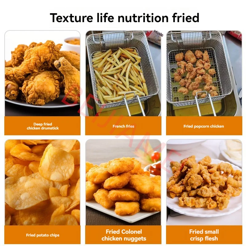 BEIJIAMEI 상업용 대용량 단일 실린더 프라이어, 전기 프라이어, 프렌치 프라이 기계, 스낵 장비