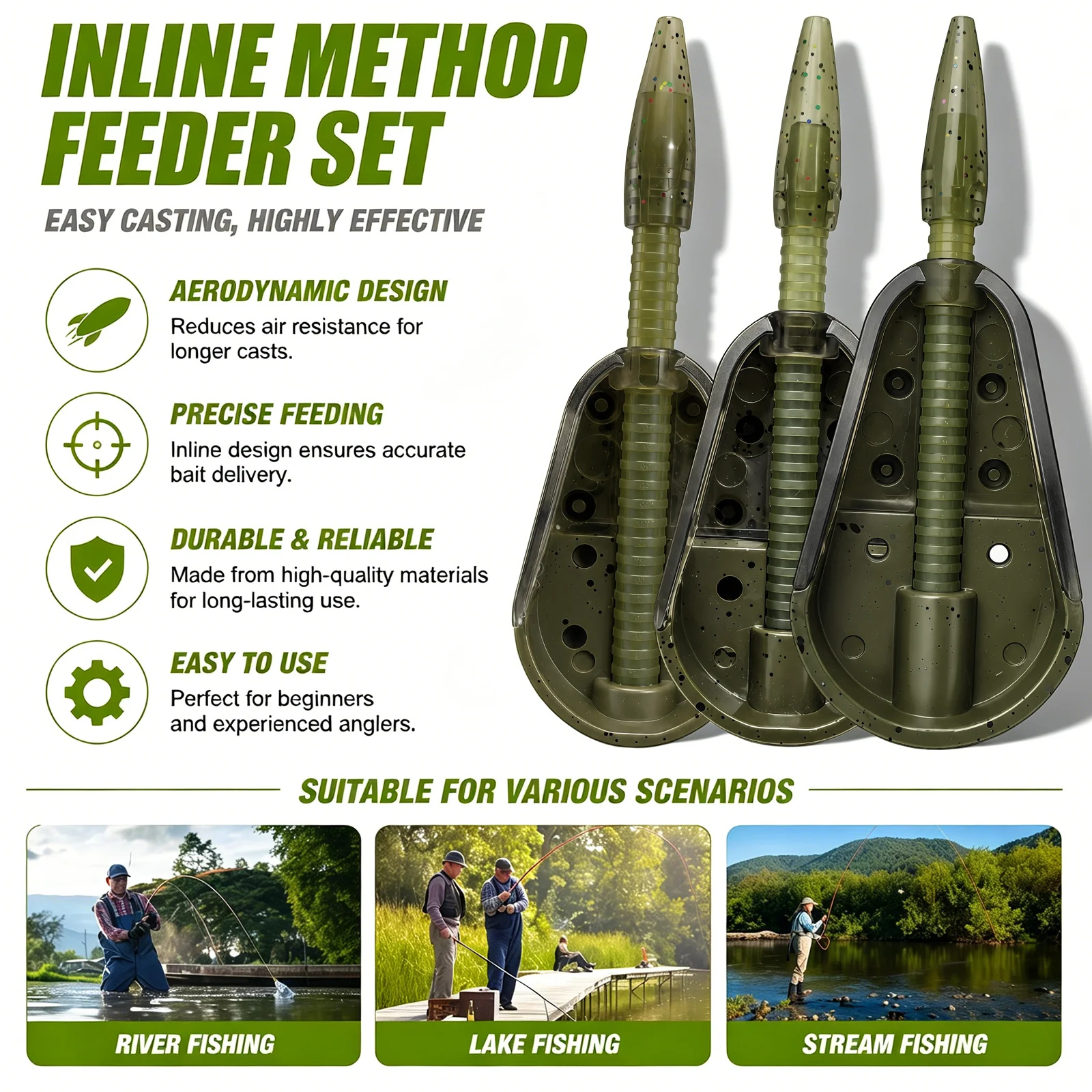 3 Styles Zinc Alloy Heavy Feeder Baskets, Metal Bait Cages for Long-Distance Casting, Carp & Reservoir Fishing Tackle view 5