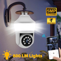 5MP WiFi Floodlight Camera 800 Lumens Garden Wall Lamp Security Cameras Security Protection Surveillance PTZ E27 Bulb Camera