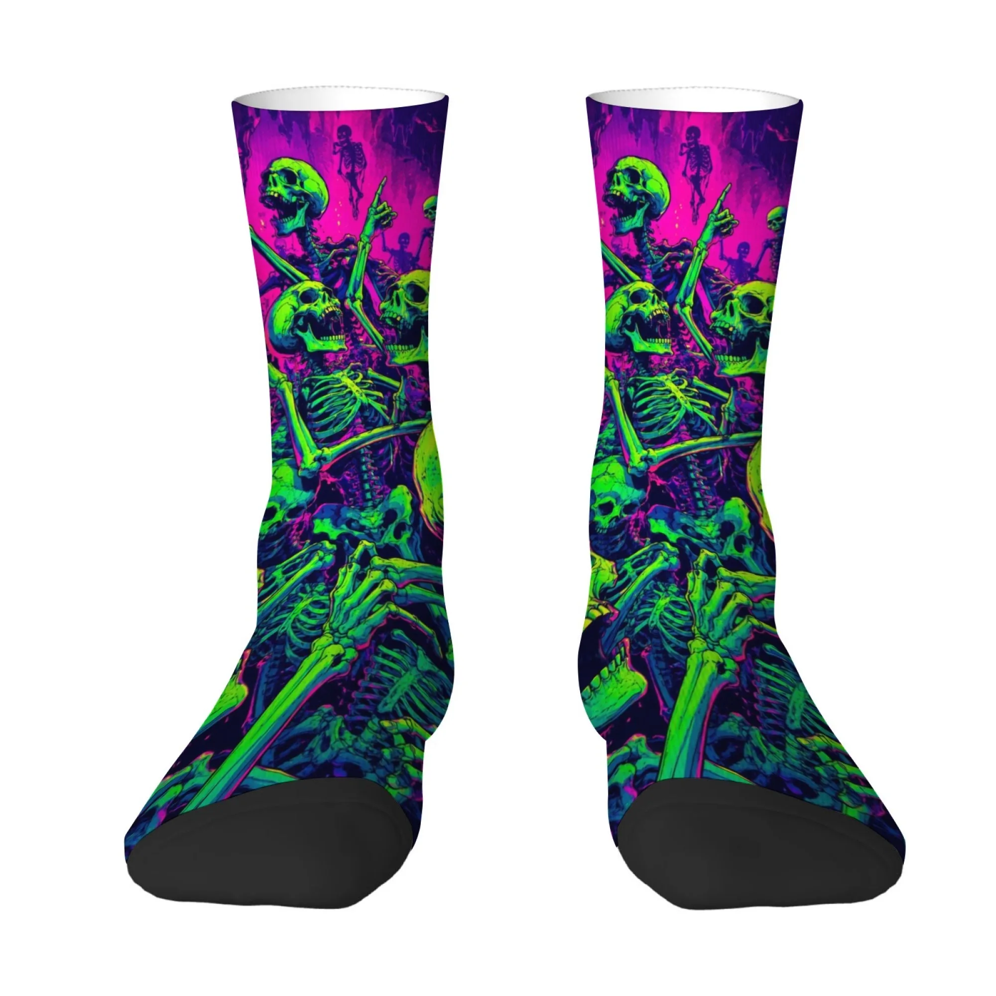 Street-style Quirky Skull Print Men's Mid-calf Socks Comfortable and Soft Socks Hip-hop Fashion Outdoor Rock Sports Socks