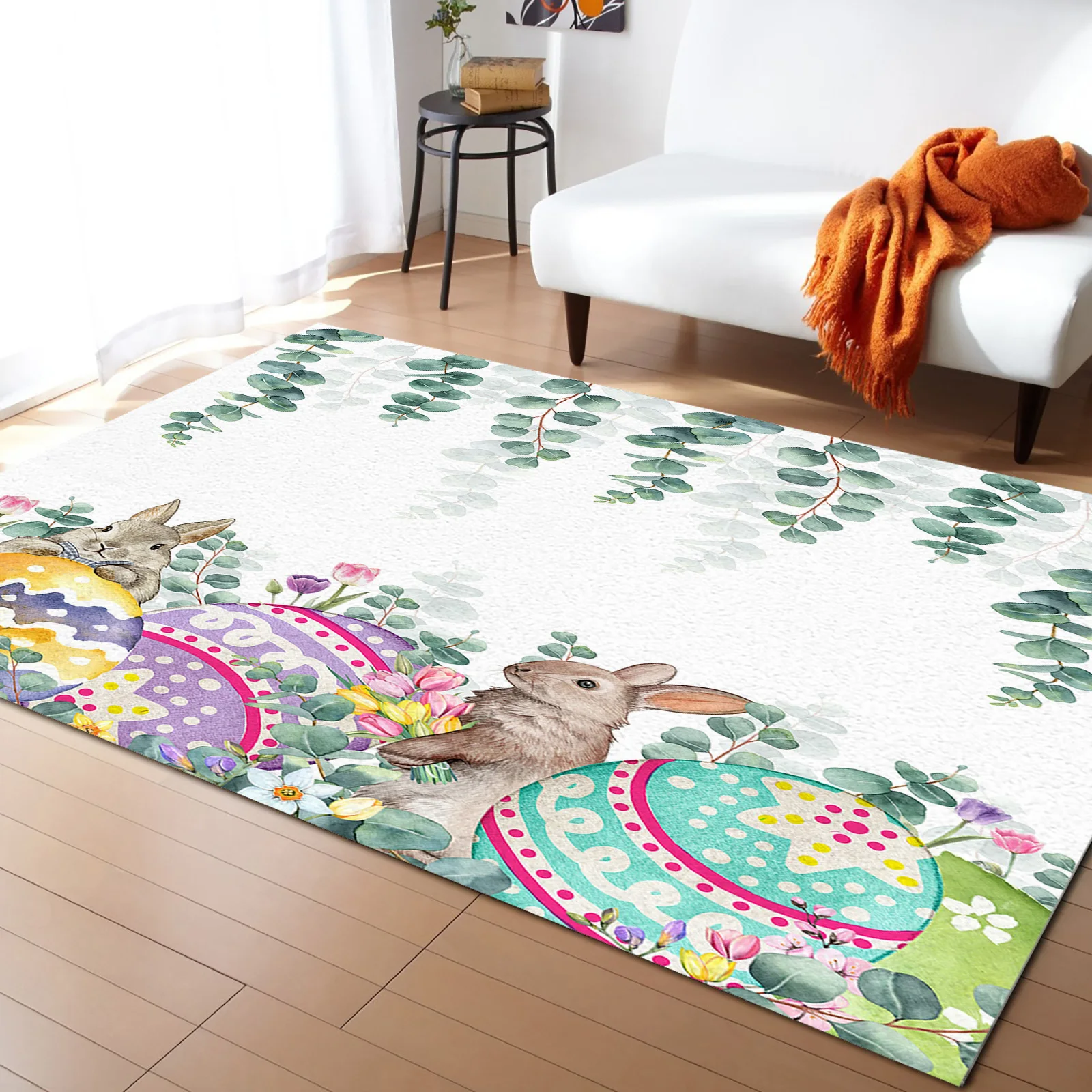 

Easter Spring Flower Plant Egg Living Room Floor Mat Children's Bedroom Bedside Carpet Kitchen Door