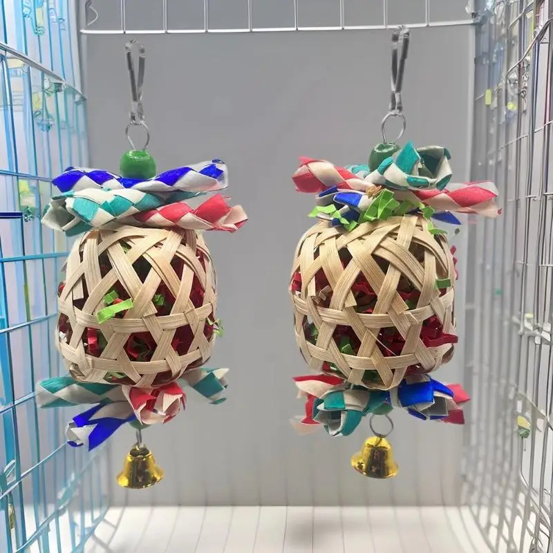 Parrot Lantern Toy Colorful Wooden Chewable Parrot Enrichment Bird Cage Accessories For Pet Bird Enrichment And Decoration