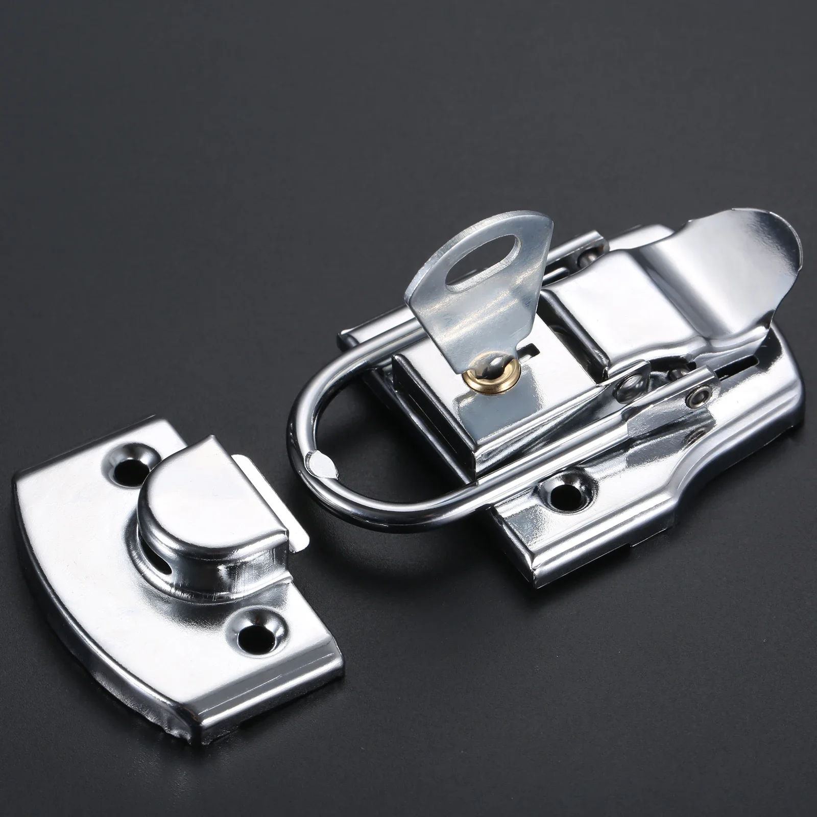 76mm*45mm Metal Box Toggle Latch Hasp with Key Safety Lock Buckle Aviation Case Electric Cabinet Toolbox Locker Wooden Furniture