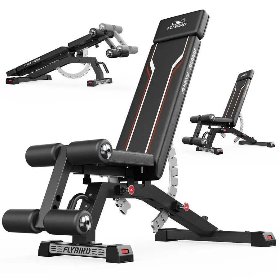 

Strength Training Bench for Home Gym, Adjustable Weight Bench can be Folded for Storage Vertical Storage, SpaceSaving Workout