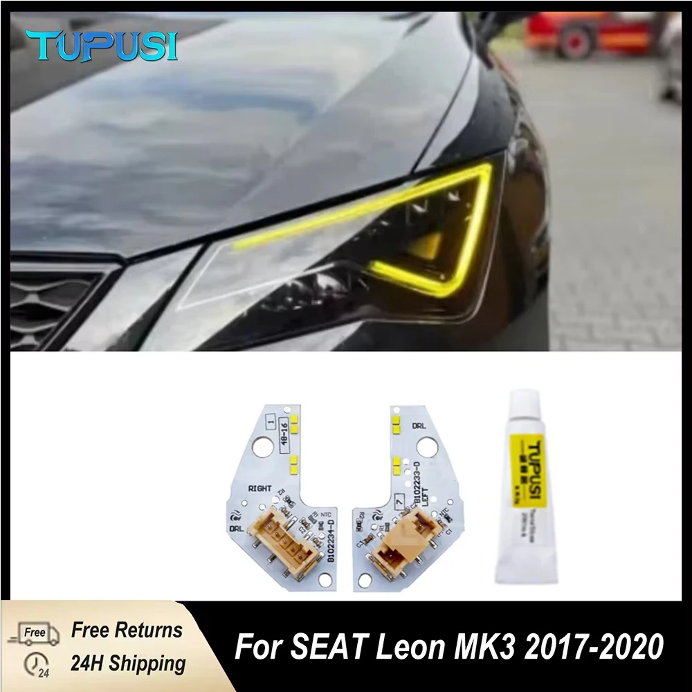 Yellow DRL Boards For Seat Leon 2017-2019 LED Headlight Daytime Running Light 90112019 2217059 L B102233-D LED Module B102234-D