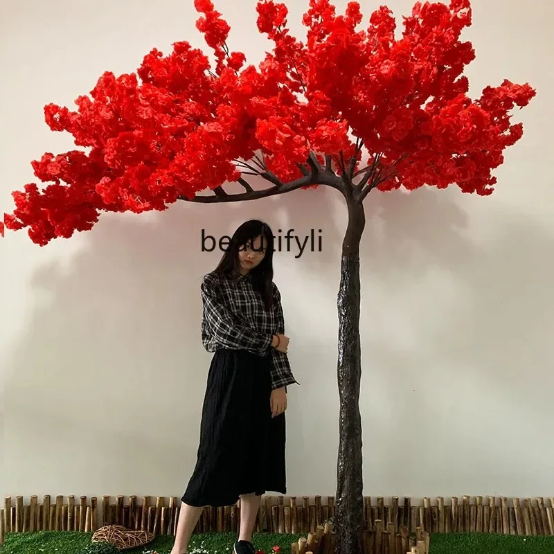 a029  Simulation cherry blossom tree fiberglass material peach blossom tree decoration large fake tree interior decoration