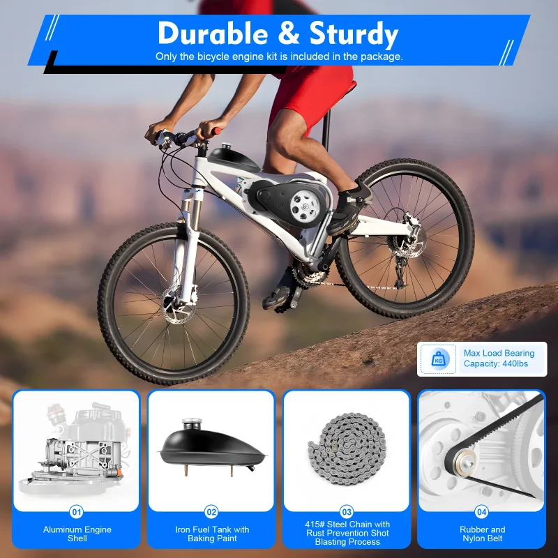 4 Stroke Bicycle Engine Kit Set Upgraded 100cc Gass Motorized Motor Bike Modified Engine Belt drive OR gear chain drive optional