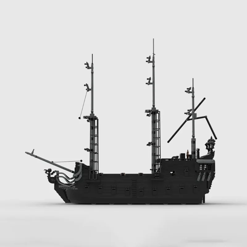 Modelo de barco pirata negro clásico, ladrillos de construcción Moc, tecnología de transporte marino, bloques modulares, regalo, juguete de Navidad, conjuntos DIY de montaje