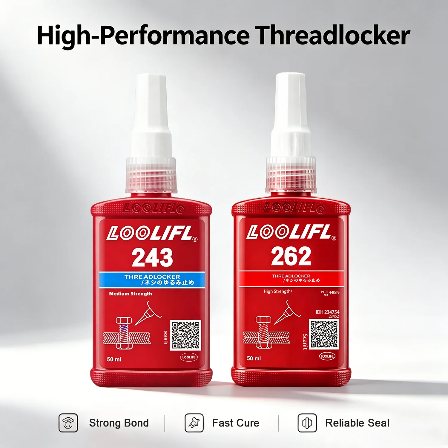 50ml  243 262 Threadlocker Anaerobic Adhesive Metal Bolt Nut Anti-loose Glue Auto Machinery Repair Thread Seal Locking Compound