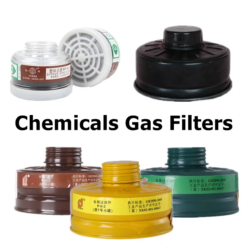 Protection Mask Gas Cartridge Carbon Filters for Chemicals Pesticide Toxic Smoke Work with Respirator Replacement Canisters