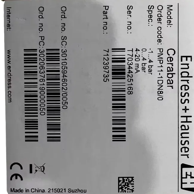 Swiss E + H Endershausen, Pressure Transmitter Cerabar PMP11-1DN8/0 High Voltage Smart