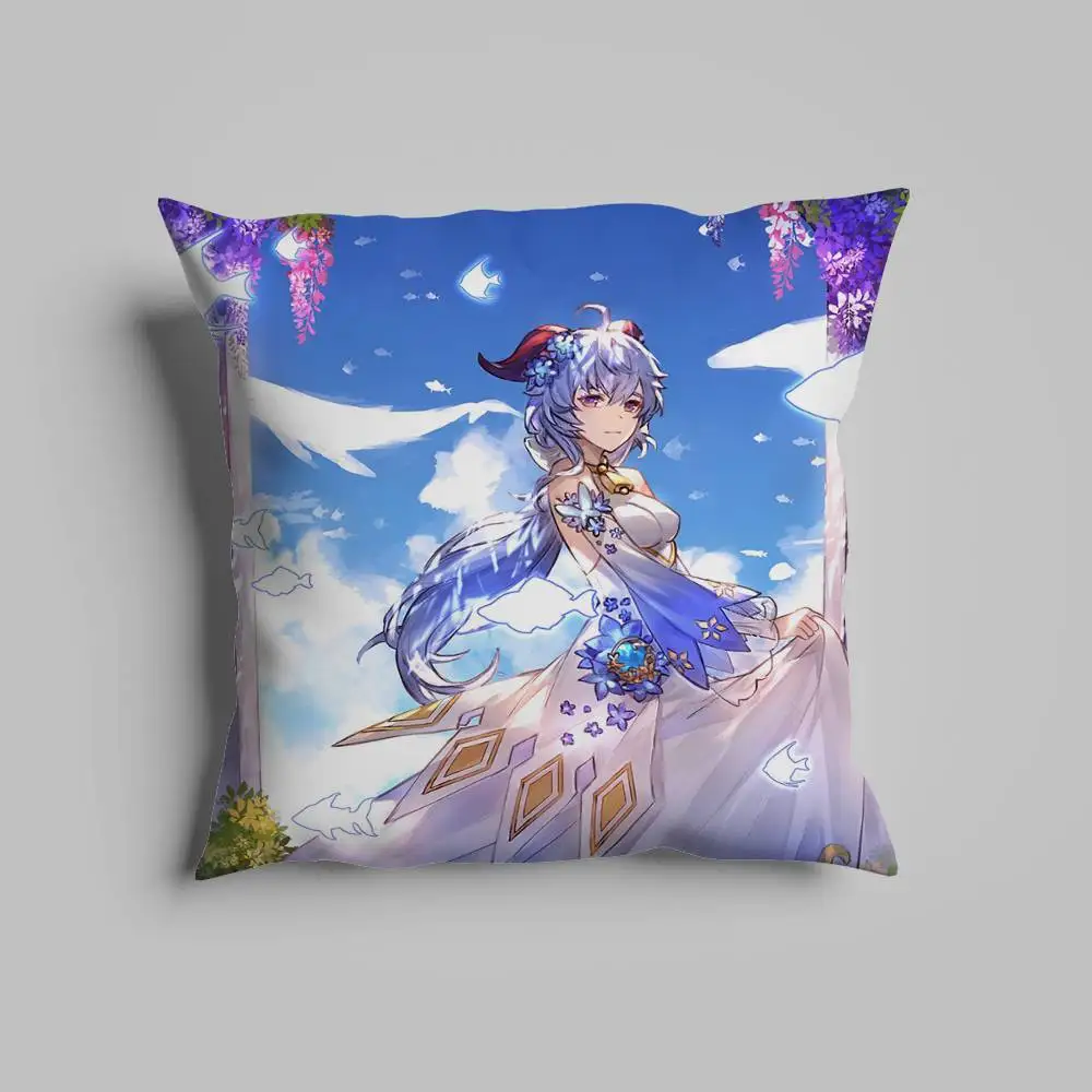 Ganyu Genshin تأثير كيس وسادة لوسائد السيارة 60x60 وسائد فاخرة مزدوجة الوجهين غطاء المنزل والديكور أريكة 30x30