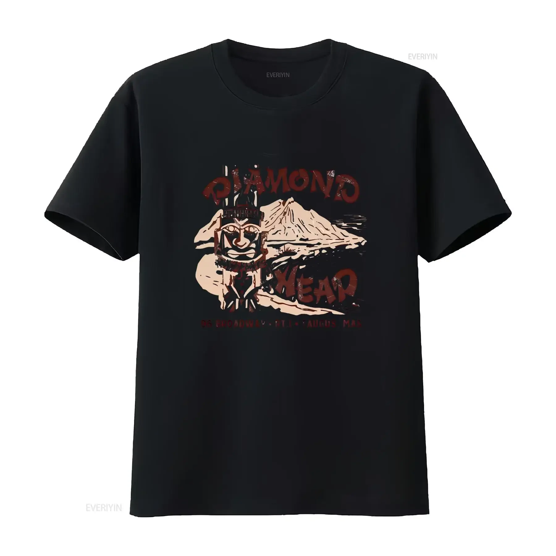 Retro-Tiki-Design-T-Shirt mit Diamantkopf-Motiv für Bar, Restaurant, Tassen- und Rum-Liebhaber, Saugus MA, Vintage-Stil, leicht modisch