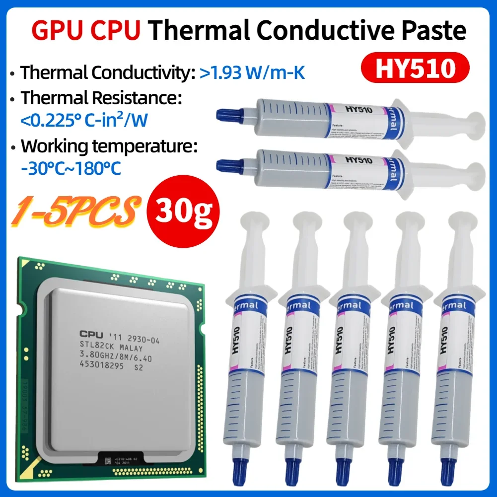 HY510 1-5PCS GPU CPU Thermal Conductive Silicone Grease Paste for GPU CPU Chipset Cooling Gray Cooler
