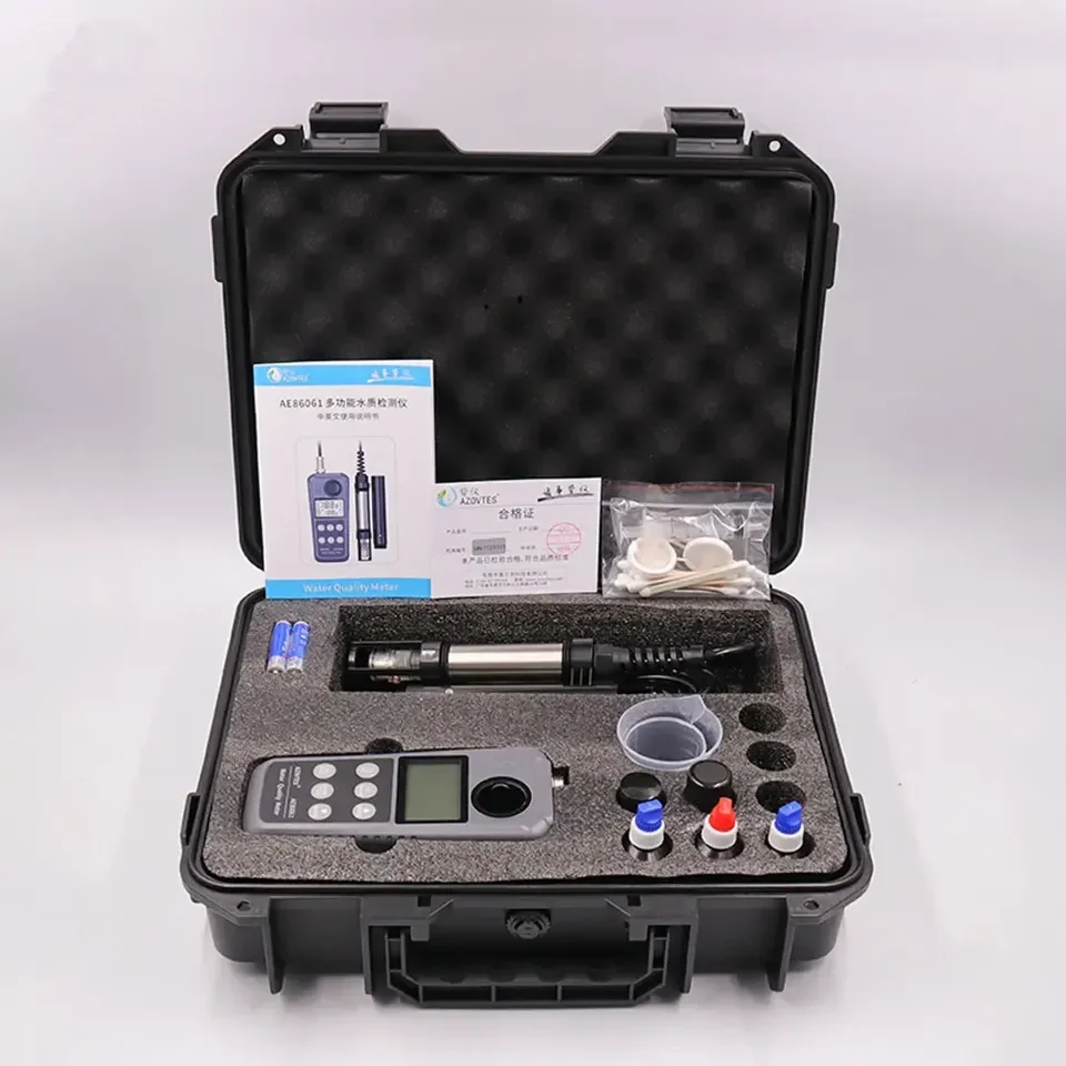 

Water Quality Tester Meter AE86061 Detector Dissolved Oxygen Temperature pH Nitrite Ammonia Nitrogen Measure Analyzer Carrying