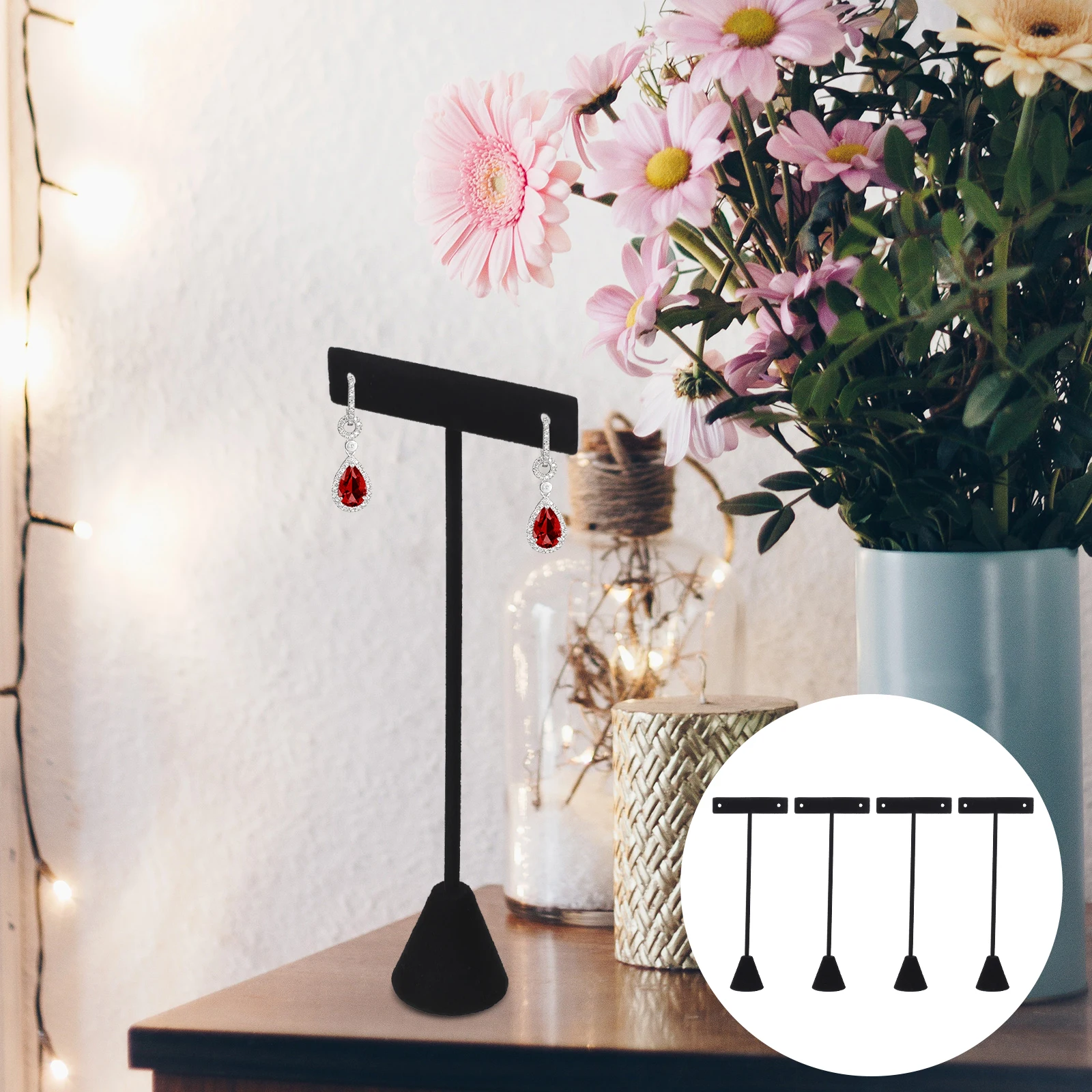 

4pcs Decorative Rack Sturdy Jewelry Display Stand Durable Earring Storage Organizer Home Shop Use Earring Display Rack Desktop