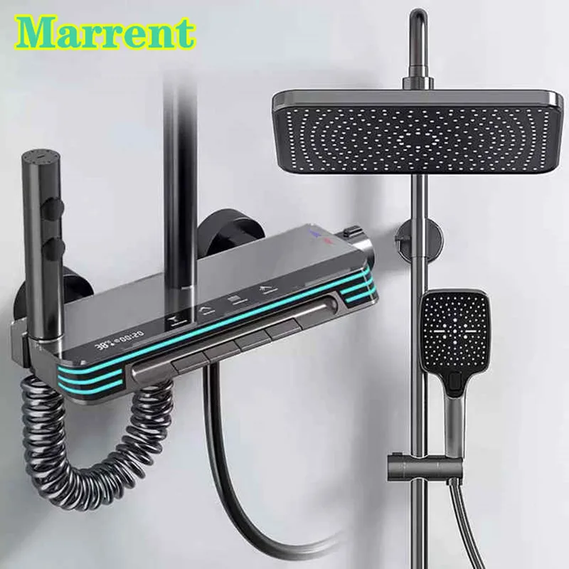 Hot and Home Bathroom  Digital Shower Set  Faucet with 12 Inches Shower Head Brass Wall Mounted Digital Shower System Faucet