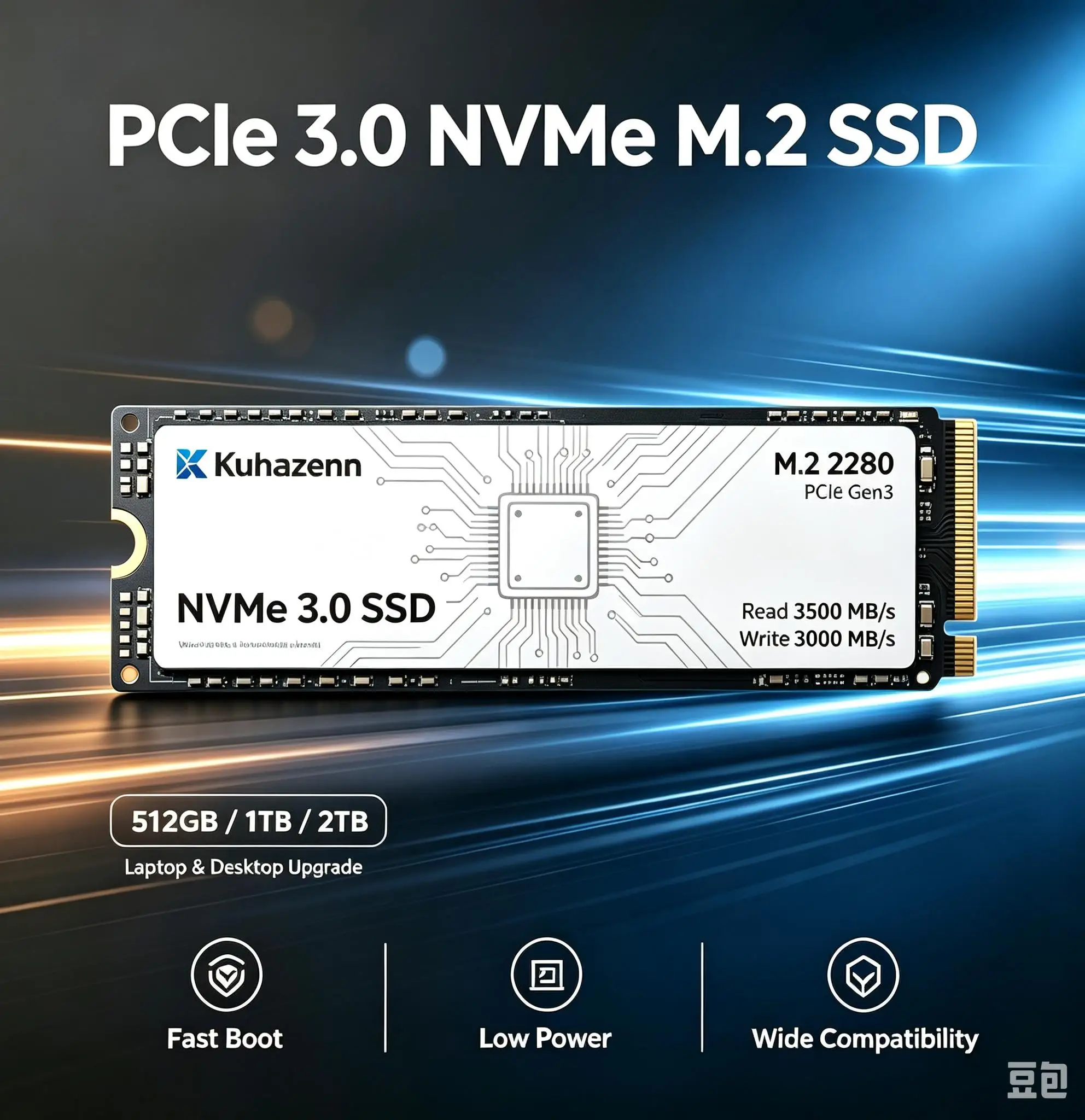 Kuhazenn ゲーミングSSD M.2 2280 NVMe PCIe3.0 高速3500MB/s読み込み速度 内蔵ソリッドステートドライブ 256GB 512GB 1TB ゲーミングノートパソコン用
