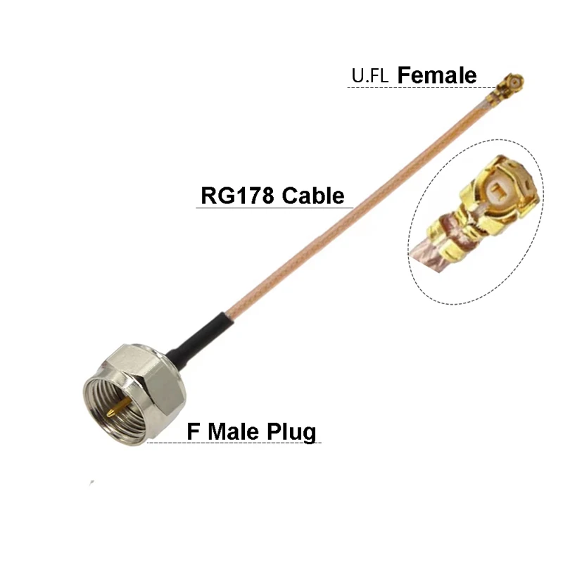 2PCS 15cm RG178 F Female Bulkhead to U.FL Jack Coaxial RF Pigtail Cable WIFI 4G Antenna Extension Cable Cord