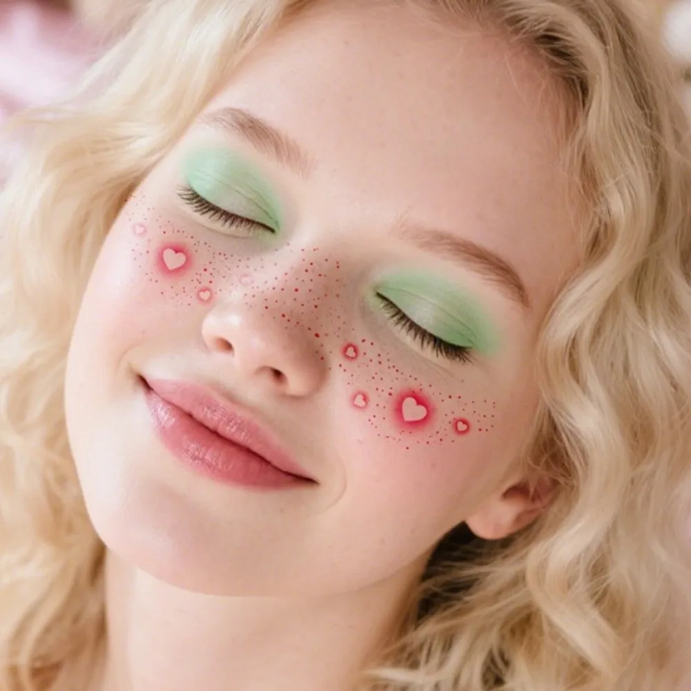 6Pcs/Set Waterproof Freckles Blush Stickers Facial Art Disposable Face Temporary Tattoos Long Lasting Makeup Stickers Concert