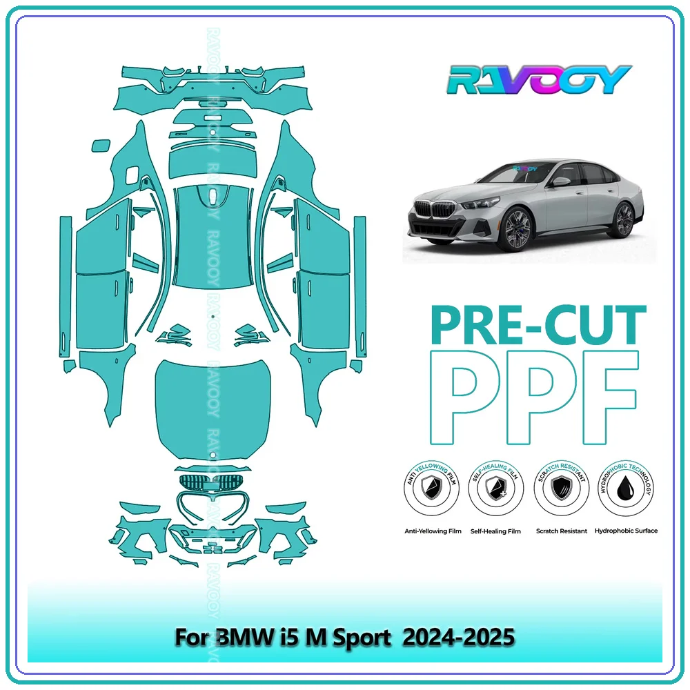 For BMW i5 M Sport 2024-2026 8.5Mil Precut TPU Paint Protection Film PPF Full Body Kit Clear Bra Stone Guard EU UK