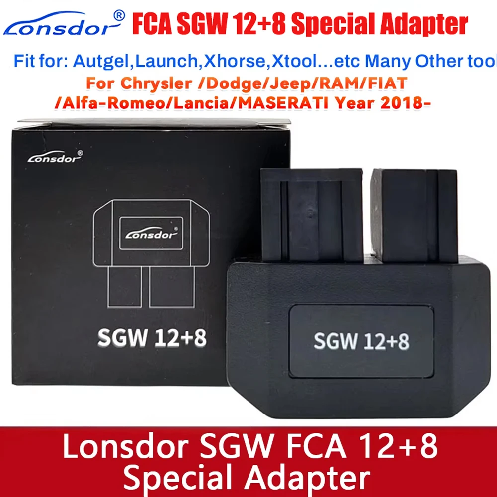 

Специализированный адаптер Lonsdor FCA SGW 12 + 8 для Chrysler/Dodge/Jeep/RAM/FIAT/MASERATI 2018+, защитный шлюз, работает с K518
