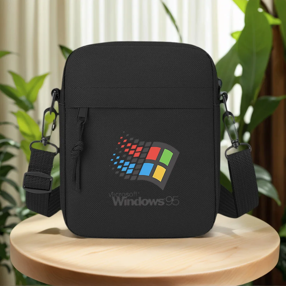 Windows logo colorful geometric shapes Men Crossbody Bag Single Shoulder Women Cartoon Anime Film Printing Design Unisex
