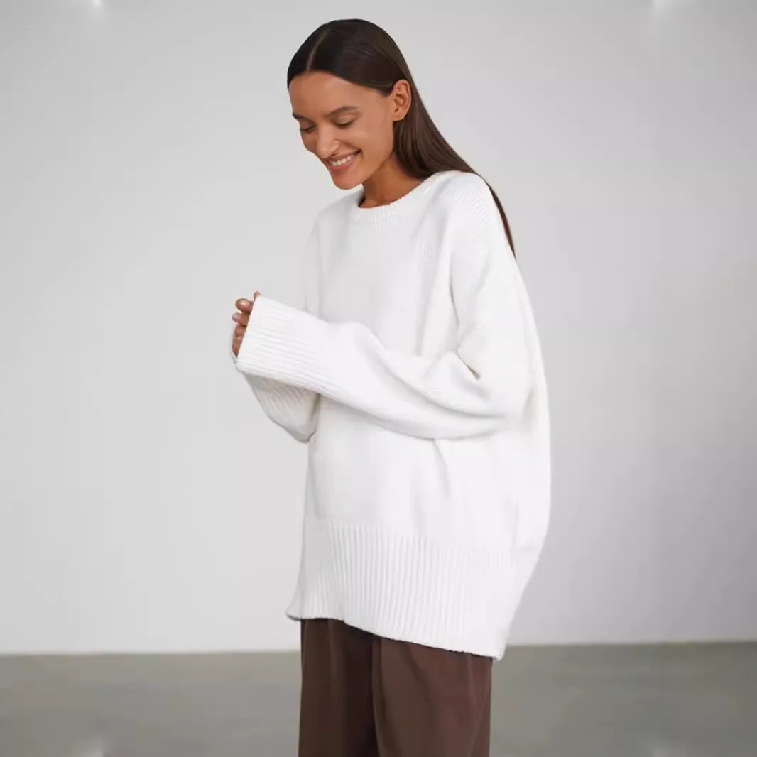 Winter Women Basic Gray Jumper Oversize Burgundy O-neck Sweater Vintage Pullover Female Warm Knitted Sweaters For Women