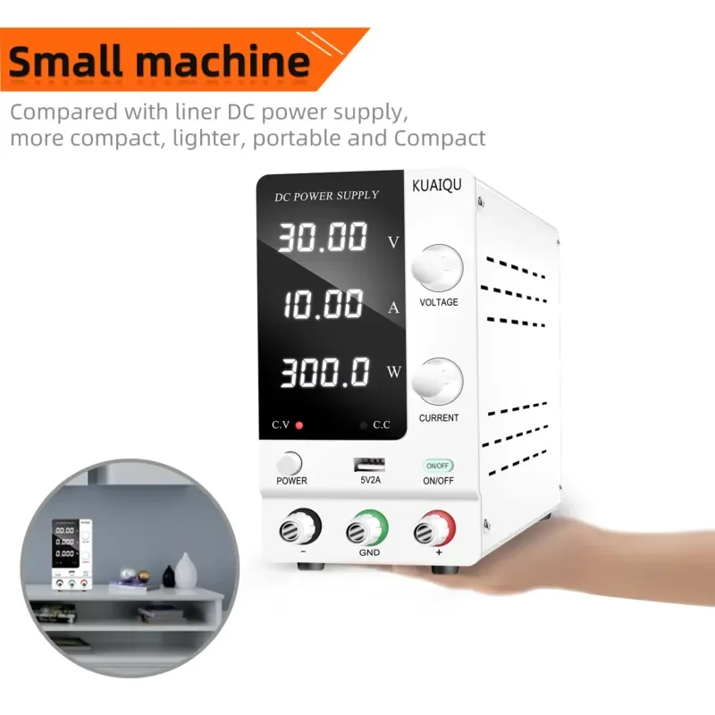 KUAIQU SPPS-C3010 Benchtop DC Regulated Power Supply 30V 10A USB Interface 24V 5V Adjustable Switching for Lab Testing