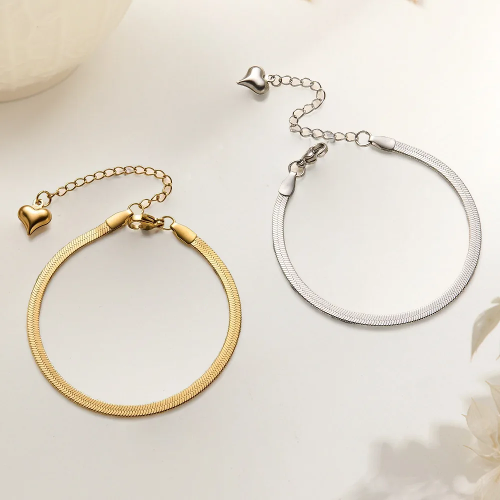 

Браслет с лезвием, браслет с плоской змеиной цепочкой, женский простой модный браслет, ювелирное изделие на день рождения, подарок