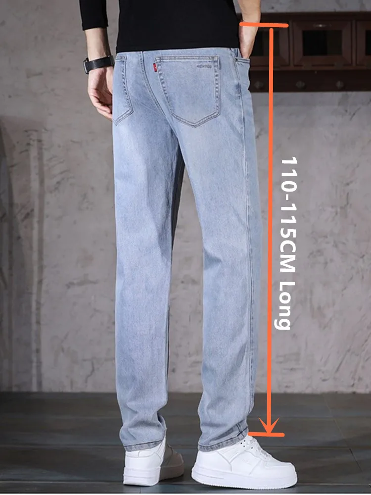 

190CM Tall Men Jeans Extra Long 110CM 115CM Spring Stretched Overlong Students Slim Fit Denim Pants Male Straight Boys Trousers