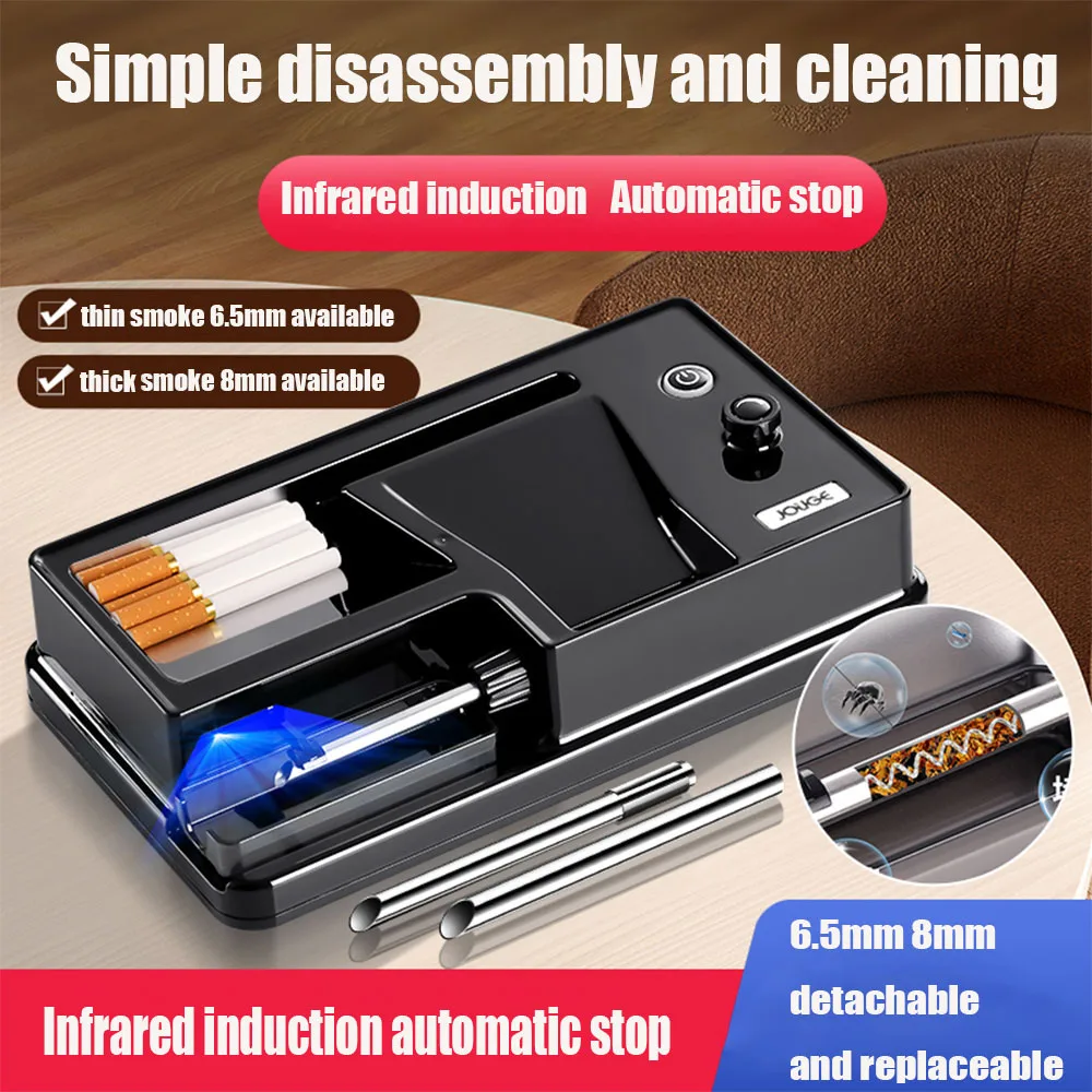 6.5mm/8mm Dual Use Electric Rolling Tobacco Machine with Infrared Sensor Automatic Roller Cigarette Maker Smoking Accessories