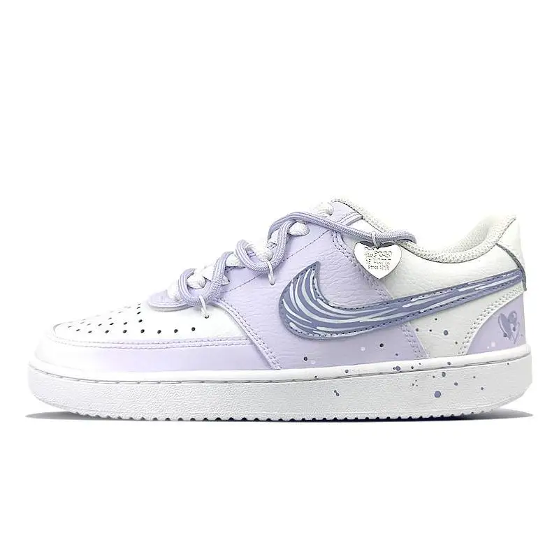 【Customize】Nike Court Vision Skateboarding Shoes Women's Low-top Purple Sneakers shoes CD5434-111