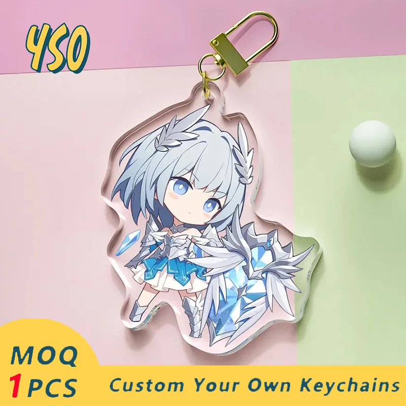 YSO Custom Acrylic Keychain Epoxy Cartoon Animation Pendant Originality Individuality CNC Diamond Cutting