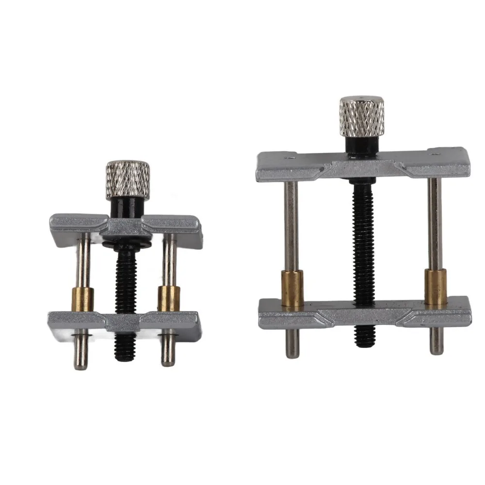 2Pcs Alloy Fixed Base Watch Movement Holder Solid Steel Adjustable Tool Case Clamp Reversible Design Opening Holder