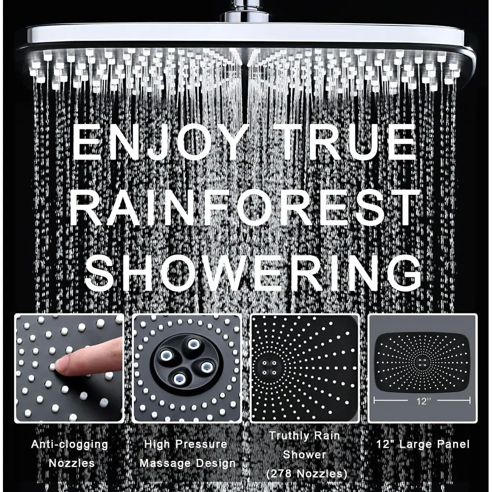 Luxury Shower System: Dual Shower Head with Magnetic Handheld and 10 Settings, Power Jets Included