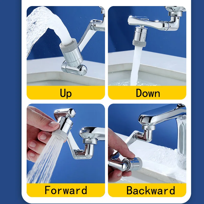 Stainless Steel Universal 1080 °Swivel Robotic Arm Swivel Extension Faucet Aerator Kitchen Sink Faucet Extender 2Water Flow Mode image 3