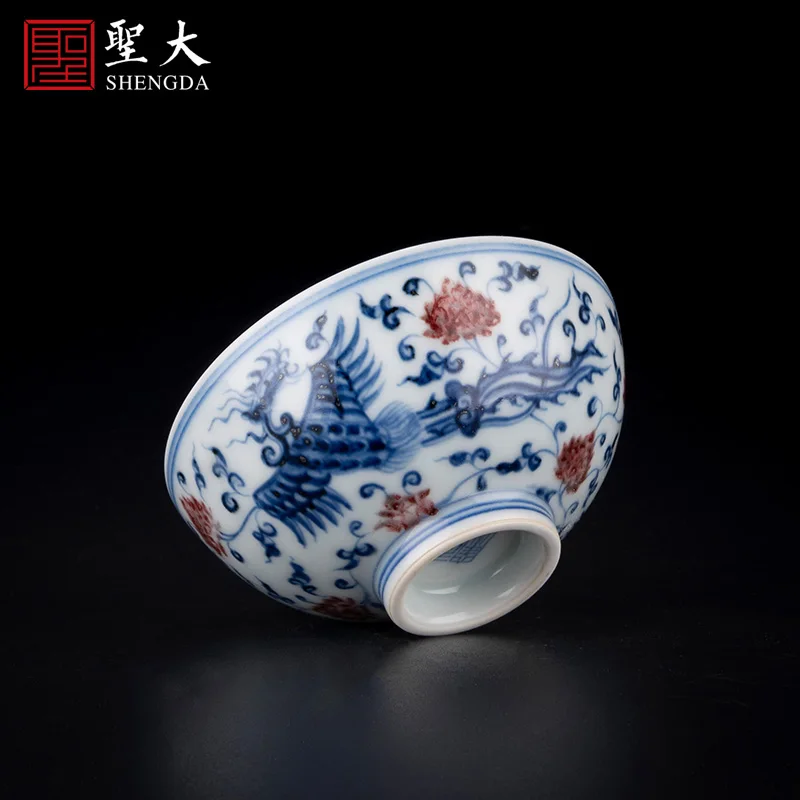 

|tangled branches lotus real talent chicken master cup of jingdezhen porcelain painting kung fu tea sample tea cup