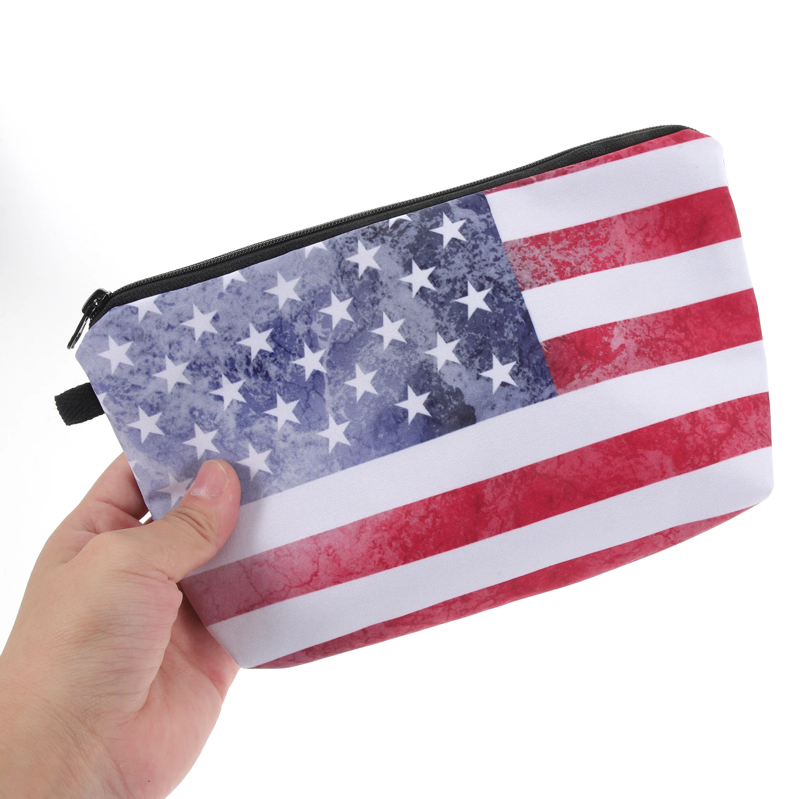 

American Flag Bag 22x13 5CM Retro Pencil Case Multi-Function Pen Bag Toiletry Accessories Polyester Zipper Storage